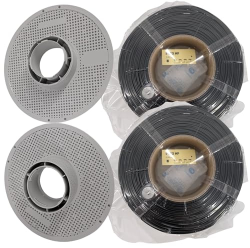 ULROAD Lot de 2 rouleaux de filament PETG HF noir de 1 kg avec puce RFID compatible avec Bambu Lab + 1 bobine vide pour Bambulab AMS P1S P1P X1C - Bobine PET-G High-Flow - Filament PETG pour