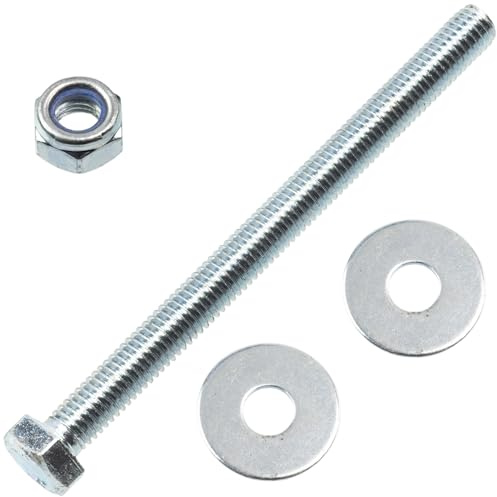 AERZETIX - Set di 10 bulloni a testa esagonale M8x100 mm + 20 rondelle larghe + 10 dadi esagonali autobloccanti M8 | Per progetti domestici, ristrutturazioni e riparazioni leggere | acciaio