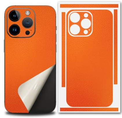 For iPhone 17 Pro Max Skin Wrap, Ultra-Thin 3M Texture Matte Carbon Fiber Full Body Protective Sticker for Minimalist Style Lovers (Orange,iphone 17Promax)