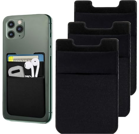 Paquete de 3 fundas adhesivas para teléfono celular, bolsillo para teléfono celular, Soportes para Tarjetas para Teléfono Móvil con Adhesivo, tarjetero para la parte posterior del teléfono