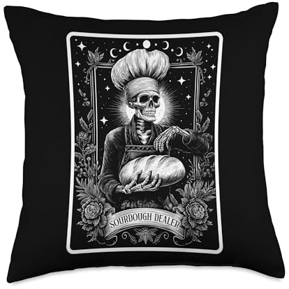 The Sourdough Dealer Bread Baking Bread Baker Tarot Card Throw Pillow