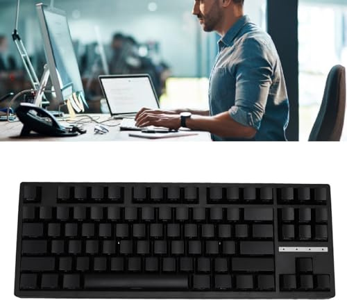 SustVita Tastiera da gioco meccanica Tri-Mode 2.4G / Bluetooth 5.0 / Tipo C, batteria da 3000 mAh, retroilluminazione RGB dinamica e 87 tasti per giochi su PC laptop