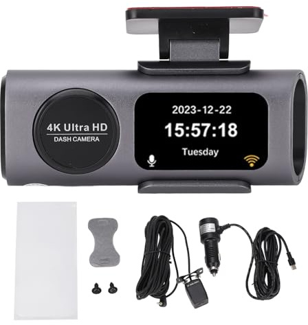 Registratore di guida per auto con telecamera 4K anteriore e posteriore 1080P con vista grandangolare da 170 gradi, registrazione di sorveglianza di parcheggio 24 ore su 24 e
