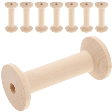 JOINPAYA Set 8 Rocchetti di Legno Naturali Vuoti per Cucito e Ricamo Avvolgifilo in Legno Finitura Liscia Porta Filo per Organizzazione Artigianato e Lavori Manuali