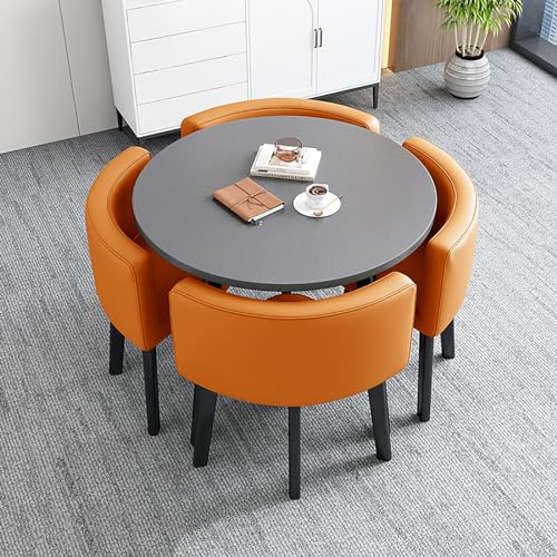 Rundes Esstisch-Set mit 4 Stühlen, 80 cm Besprechungstisch für Esszimmer, Café & kleine Räume, stilvolle Rezeptionstisch und Stuhlkombination, modernes Design