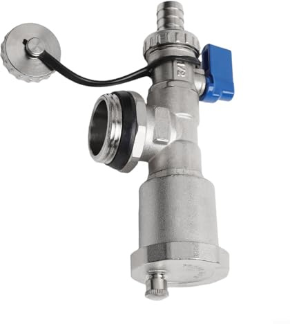 Hosrivae Heizungsverteiler aus Messing mit automatischem Entlüfter und Ablasshahn, G1-Gewinde, 120 °C, für private und gewerbliche Zentralheizungssysteme (Blau)
