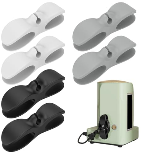 MOLZINY 6 Pieces Cable Organizer Self Adhesive Cable Reel Clips Cable Holder Guide Cable Length Reducer for Kitchen Appliances (Black, White, Grey)