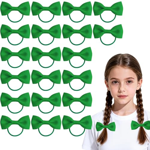 20-pack Hårsnoddar för Barn, Elastiska Hårband med Rosett, Gröna Håraccessoarer för Flickor och Kvinnor