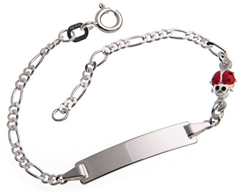 Silberketten Store Gravurarmband für Baby und Kind mit Käfer inklusive Gravur (beidseitig) - massiv 925 Silber, Länge wählbar 10,5-15,5cm
