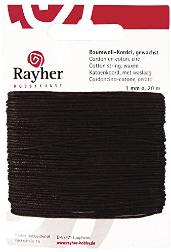 Rayher Cordoncino Cotone.Cerato, Marrone Scuro, 1Mm, Cart. 20M, 5169105
