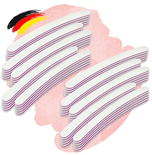 Profi Feilen 100/100 Weiß Gebogen Set - Nageldesign Nagelfeile für Nagel Modellage - 50er Pack