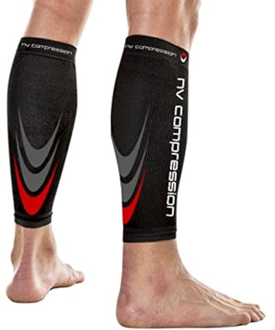 NV Compression 365 fasce di compressione per polpacci - (Nero/Rosso, Large)