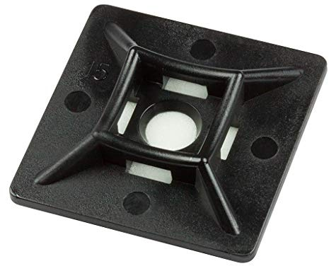 KafTon CA19X19 Self Adhesive Cable Tie Mount - Black, Pack of 100