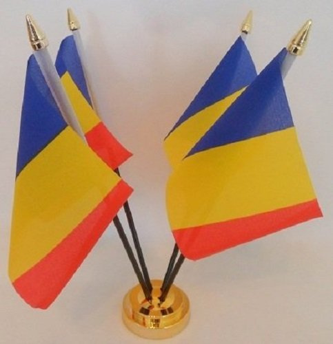 Romania Romanian 4 Flag Desktop Table Centrepiece Flag Flags With Gold Base Ideal For Party Conferences Office Display