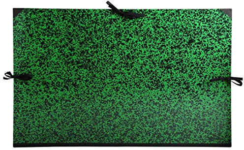 Exacompta 533600E Zeichenmappe Annonay für 75 x 110cm, mit Verschlußband aus Stoff. Aus extra starkem Karton 3cm Rückenbreite schwarz-grün marmoriert ideal zum transportieren und aufbewahren