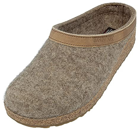 HAFLINGER Grizzly Torben Filzclog Hausschuh aus reinem Wollfilz Torf, Gr. 39