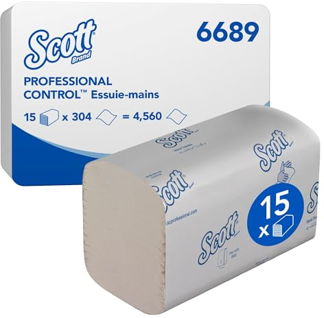 Scott Control Interfold Hand Towels 6689 - Disposable Paper Towels - 15 Packs x 304 White Hand Towels (4,560 Total)