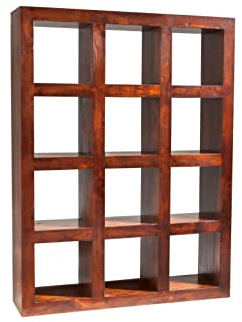 MASSIVMOEBEL24.DE Oxford Raumteiler Akazie, Farbe:Dunkelbraun lackiert, Größe:138x36x184 cm (BxTxH)