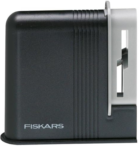 Fiskars Scherenschärfer, Für Rechtshänderscheren, Keramik-Schleifköpfe/Kunststoff-Gehäuse, Schwarz/Grau, Clip-Sharp 1000812