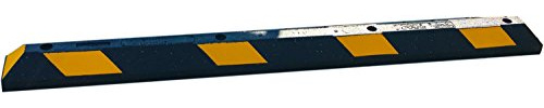 UvV Parkstopper UVP16101 Anfahrschutz Radstopp 1800 mm schwarz, gelbe Einparkhilfe Garage/Carport. Parkplatzbegrenzer 100% Recycling Gummi Parkbuchtabgrenzung inkl. 4 Abdeckkappen