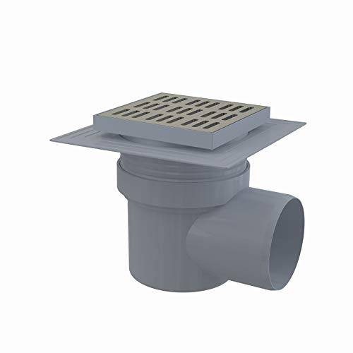Bodenablauf 150x150 Anschluss DN 110 Waagerecht Edelstahl extra flach Duschablauf Badeablauf