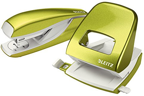 Esselte Leitz Locher NeXXt 5008 und Heftgerät NeXXt 5502 im Set, grün metallic