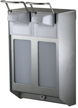 ALLCARE 8310 MediQo-line MQDV05E DUO Seifen- und Desinfektionsmittelspender Rostfreier Stahl, 500 ml kurzer Hebel