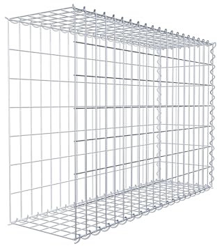 Stone Gabion korg, vinkel, nätstorlek 5 x 10 cm, djup 30 cm, typ 2 förlängningskort, spiralfästning, galvaniserad 100 x 70 x 30 cm