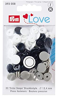 Prym 393008 Love Druckknopf Color KST 12,4 mm Marine/grau/weiß, Polyester, 12.4 mm