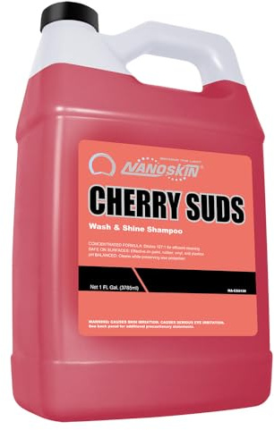 Nanoskin CHERRY SUDS Foaming Car Wash Shampoo 1 Gallon - Works with Foam Cannon, Foam Gun, Bucket Washes, Car Soap for Pressure Washer | Safe for Cars Trucks, Motorcycles, RVs & More | Cherry Scented