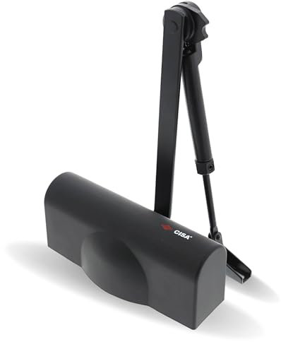 CISA Smart Plus 2 - Chiudiporta con Arresto 1C141603090 - Chiudi Porta Velocità di chiusura Regolabile - Chiudiporta con carter in ABS Nero - Per Porte Max 80 kg