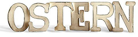 Loberon Deko-Buchstaben O..., Holzbuchstaben mit charmantem Antik-Finish, Schriftzug Ostern, Wohn-Accessoires, Osterdekoration, MDF, antikweiß