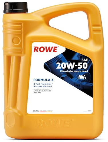 ROWE HIGHTEC Formula SAE 20W-50 Z, 5 Liter, mineralisches Motorenöl | Mineralisches Motoröl für 4-Takt-Motorräder mit nass laufender Ölbadkupplung, Art. Nr. 20050