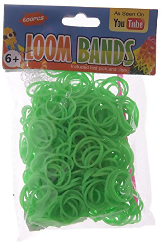 Loom Bands Grün 600 Stück #50170 mit Haken (Tool Pick)