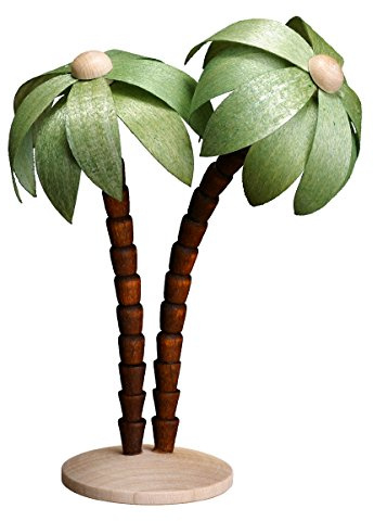 Rudolphs Schatzkiste Miniaturfiguren Palmenoase 2 Palmen auf Sockel bunt Höhe 11,5 cm NEU Palme Blume Christi Geburt Wüste Orient Dekoration Holz Deko Seiffen Erzgebirge