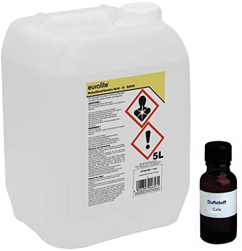 5 L Eurolite B (Basic) Nebelfluid + 30 ml Duftstoff Cola, Smoke-Fluid, Nebel-Fluid-Flüssigkeit für Nebelmaschine (5 L Fluid -B- + Duft Coca-Cola)