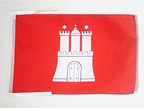 AZ FLAG Flagge Hamburg 45x30 cm Fahne Hamburg Polyester 100D Kordeln | Für innen und außen dekorative Flagge doppelte Nähte und verstärkte Kanten mit Schnüre 100D Polyester