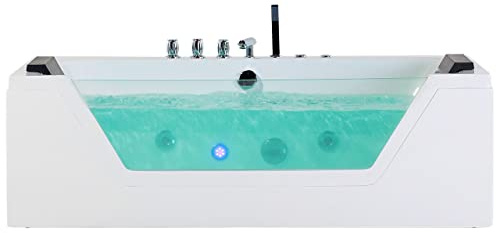 Baignoire Balnéo 170 cm en Acrylique Sanitaire Blanc à LED Sous-Marines Samana