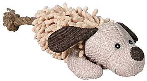 TRIXIE Hundespielzeug Plüschhund mit Tau - Stofftier für Hunde, Interaktives Zerr- & Apportierspielzeug aus Plüsch, 30 cm - Robustes Spielzeug für Welpen & erwachsene Hunde - 35930