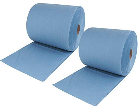2 x Putztuchrolle 2 lagig blau 22 cm x 38 cm je 500 Blatt Werkstattrolle Putzpapier Putztuch Putzrolle sehr weich saugfähig und stark