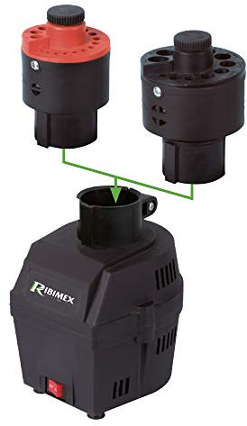 Ribimex Affilatore di Punte per Trapano, 2 Teste di Affilatura Intercambiabili per Punte con Diametro 3-10 mm e 8-16 mm, Motore da 70 W e 1600 Giri/Min, Mole Regolabili in Altezza - PRIAF716