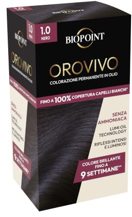 Biopoint Orovivo - Elisir di Colore, Set Tinta Capelli in Olio Senza Ammoniaca, Azione Nutriente e Illuminante, Dona un Colore Intenso e Brillante, 142 ml