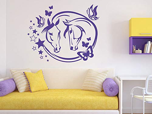 GRAZDesign Wandtattoo Pferde Pferdeköpfe für Mädchenzimmer, Wandsticker Kinderzimmer Mädchen - 37x30cm / 010 weiss