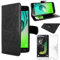 ebestStar - kompatibel mit Samsung Galaxy J3 2016 Hülle SM-J320F Kunstleder Wallet Case Handyhülle (PU Leder), Kartenfächern, Standfunktion, Schwarz + Panzer Schutz Glas