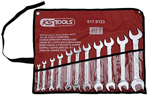 KS Tools 517.0123 - Pack de 11 piezas con llaves de boca doble, en caja de cartón, bocas pulidas (tamaño: 6 x 7-30 x 32 mm)
