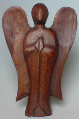Mystical Angels Angel Carving Wooden Ornament Brown