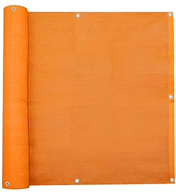 jarolift Balkonbespannung Basic, Balkon Sichtschutz Windschutz Sonnenschutz Balkon-Verkleidung, Atmungsaktiv, 500 x 90cm (24 Ösen) Orange