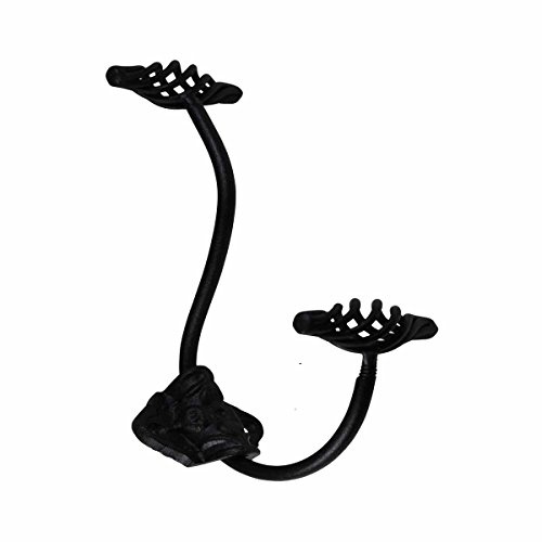 Renovators Supply Manufacturing Birdcage Double Wall Hook, Wrought Iron Black Powder Coat, Coat Hat Hanger, Standard
