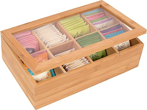 Trademark Innovations Caja de té de bambú, natural