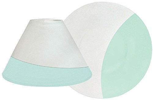 Yankee candle 1507853 Serene Sandblast Aqua Paralume e piatto grande, Vetro, Bianco/Verde, 15.6x14.4x10.9 cm